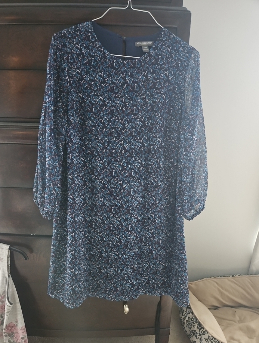 A Pea in the Pod Navy Floral Long Sleeve Maternity Dress